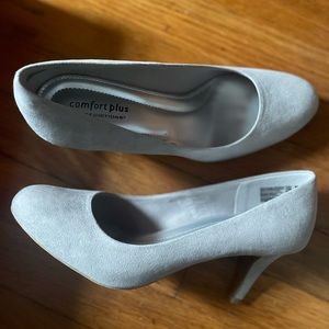 Grey suede heels